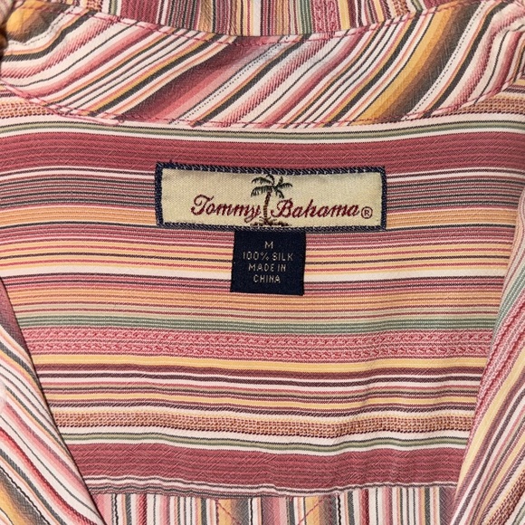 Tommy Bahama 100% Silk Striped Long Sleeve Shirt Men’s Medium Multicolor Luxe - Picture 13 of 14